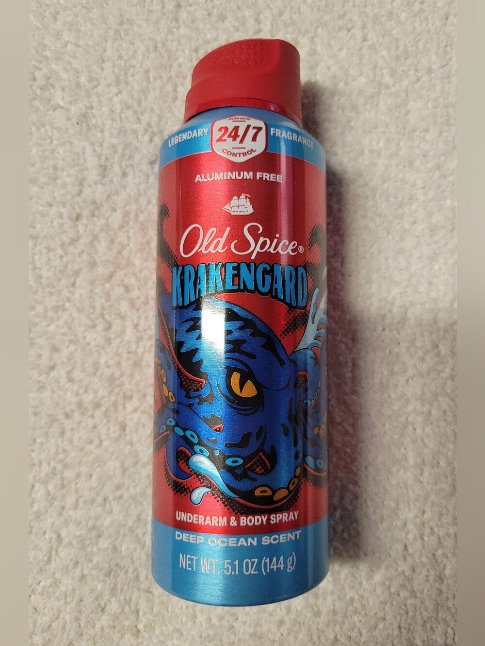 Old Spice Krakengard Underarm and Body Spray For Men Deep Ocean Scent 5.1 oz NEW